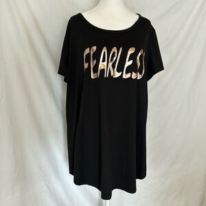 Free Kisses Plus Fearless Black and Metallic T-Shirt Sz 2X
